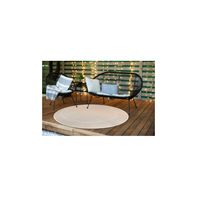 Dywan TIMO 5979 koło SZNURKOWY SIZAL outdoor ramka beż koło 200cm