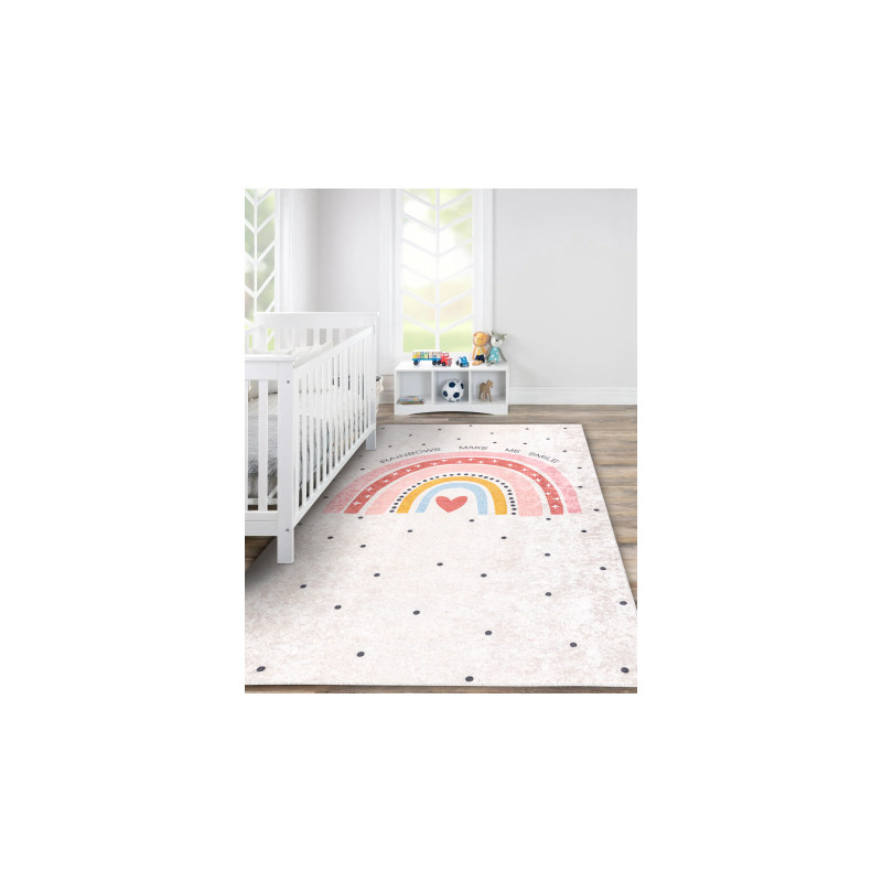 Dywan do prania JUNIOR 51300.802 Tęcza, kropki dla dzieci, antypoślizgowy - beż 160x220cm Dywan do prania JUNIOR 51300.802 Tęcza, kropki dla dzieci, antypoślizgowy - beż 160x220cm