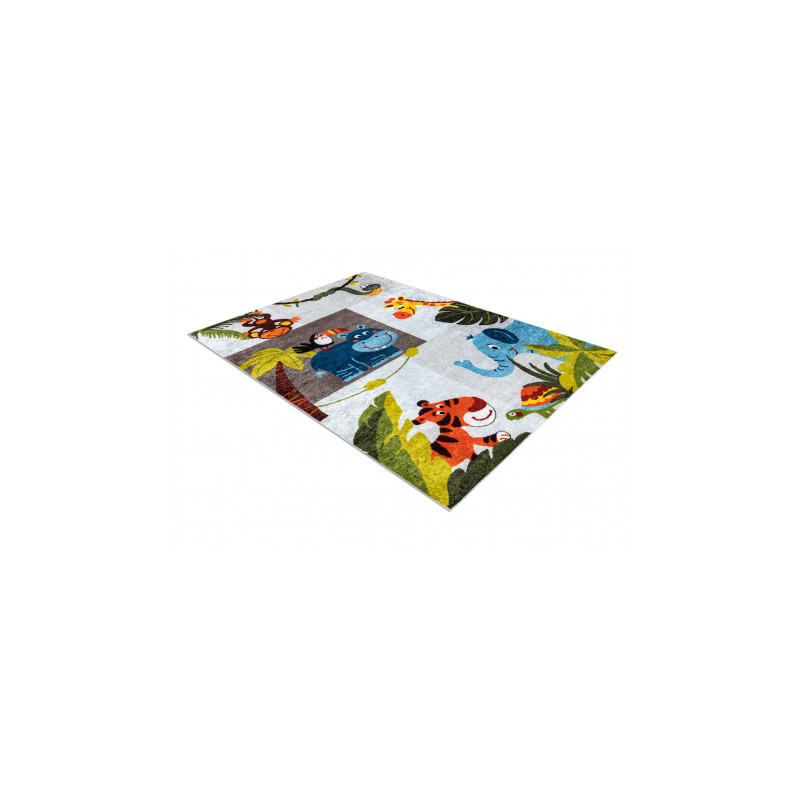 Dywan do prania JUNIOR 51858.802 Zwierzęta, Afryka dla dzieci, antypoślizgowy - szary 120x170cm