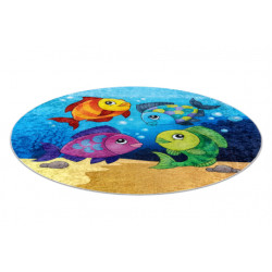 Dywan do prania JUNIOR 51594.801 koło Rybki, ocean dla dzieci, antypoślizgowy - niebieski koło 80cm