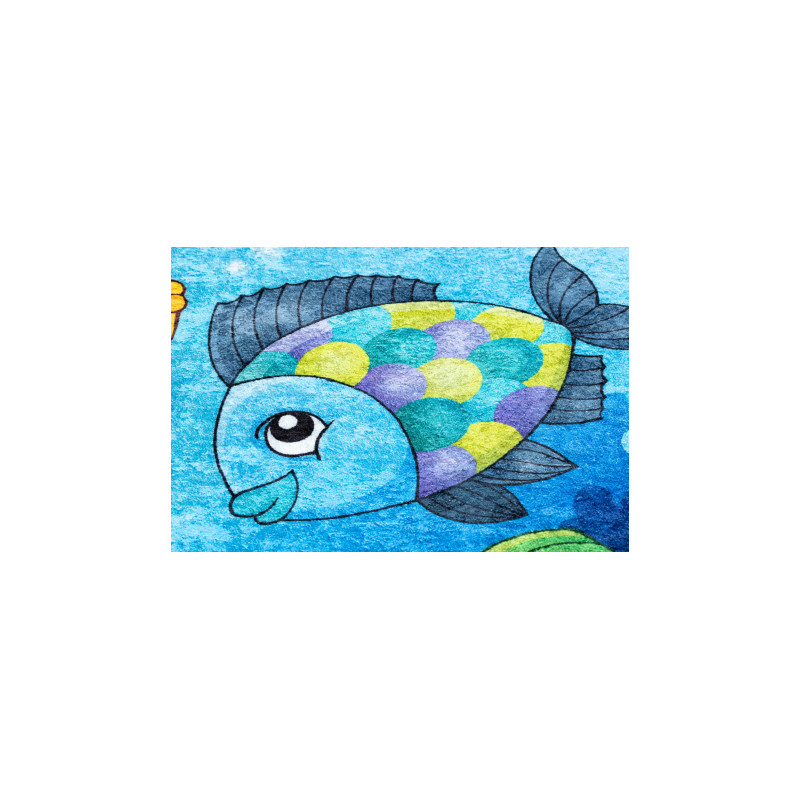 Dywan do prania JUNIOR 51594.801 koło Rybki, ocean dla dzieci, antypoślizgowy - niebieski koło 80cm