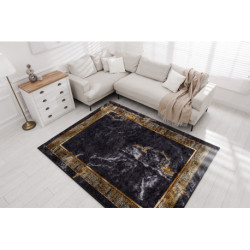 Dywan do prania MIRO 51278.809 Marmur, grecki antypoślizgowy - czarny / złoty 160x220cm
