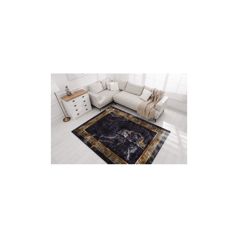 Dywan do prania MIRO 51278.809 Marmur, grecki antypoślizgowy - czarny / złoty 160x220cm