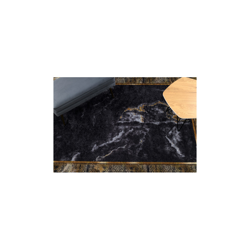 Dywan do prania MIRO 51278.809 Marmur, grecki antypoślizgowy - czarny / złoty 160x220cm