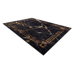 Dywan do prania MIRO 51333.801 Marmur, ramka antypoślizgowy - czarny / złoty 160x220cm
