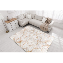 Dywan do prania MIRO 51805.804 Geometryczny, kratka antypoślizgowy - złoty 160x220cm