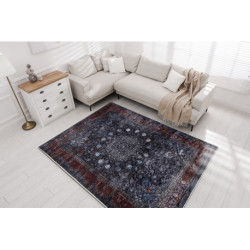 Dywan do prania MIRO 51600.810 Rozeta, ramka antypoślizgowy - granat 80x150cm