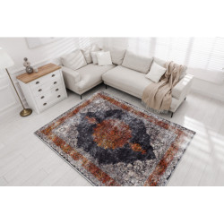Dywan do prania MIRO 51186.808 Rozeta, ramka antypoślizgowy - granat / miedziany 80x150cm Dywan do prania MIRO 51186.808 Rozeta, ramka antypoślizgowy - granat / miedziany 80x150cm