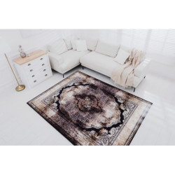Dywan do prania MIRO 51664.805 Rozeta, ramka antypoślizgowy - brązowy 80x150cm