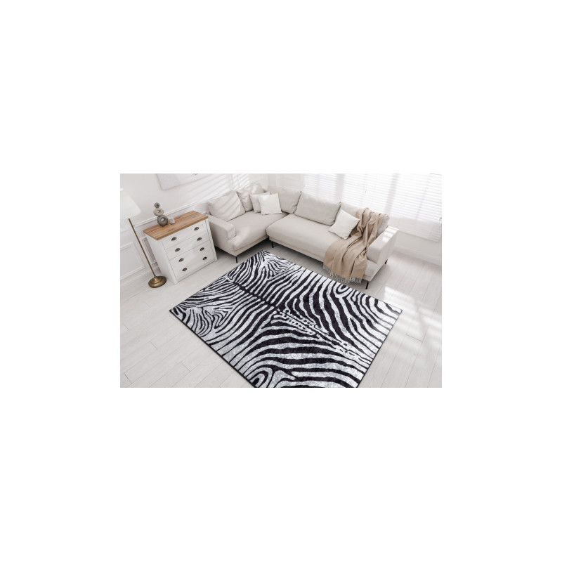 Dywan do prania MIRO 51331.803 Zebra antypoślizgowy - czarny / biały 120x170cm