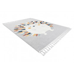 Dywan YOYO GD73 szary / biały - Jeż dla dzieci, strukturalny, sensoryczny Frędzle  120x170cm