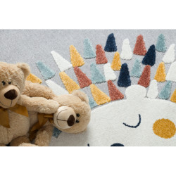 Dywan YOYO GD73 szary / biały - Jeż dla dzieci, strukturalny, sensoryczny Frędzle  160x220cm