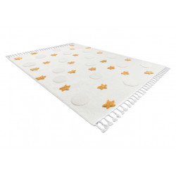Dywan YOYO GD75 biały / pomarańczowy - Gwiazdki, koła dla dzieci, strukturalny, sensoryczny Frędzle  80x150cm