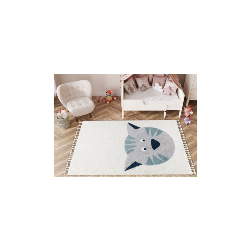 Dywan YOYO GD80 biały / szary - Tygrysek dla dzieci, strukturalny, sensoryczny Frędzle 80x150cm Dywan YOYO GD80 biały / szary - Tygrysek dla dzieci, strukturalny, sensoryczny Frędzle 80x150cm