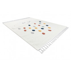 Dywan YOYO GD63 biały / granatowy - Chmurka, krople dla dzieci, strukturalny, sensoryczny Frędzle 80x150cm