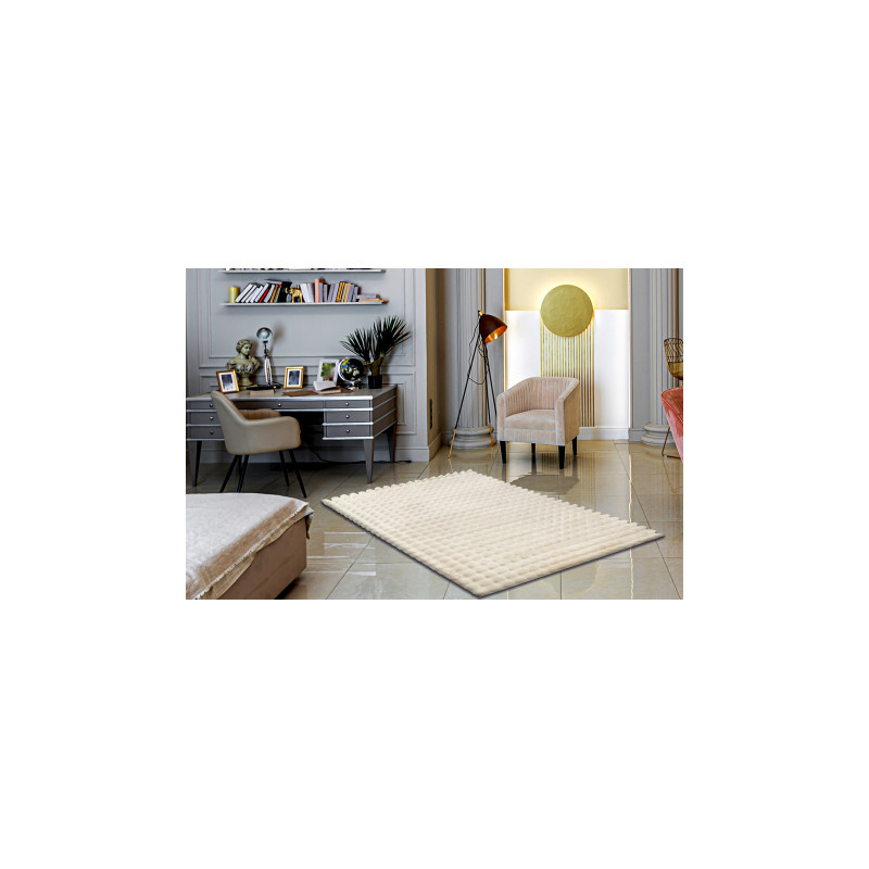 Dywan BUBBLE kość słoniowa 12 IMITACJA FUTRA KRÓLIKA strukturalny 3D 140x190cm Dywan BUBBLE kość słoniowa 12 IMITACJA FUTRA KRÓLIKA strukturalny 3D 140x190cm