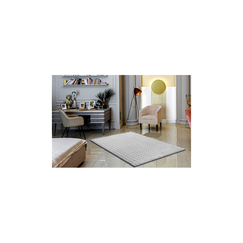 Dywan BUBBLE srebrny 21 IMITACJA FUTRA KRÓLIKA strukturalny 3D 60x100cm