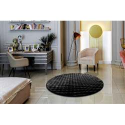 Dywan BUBBLE koło czarny 25 IMITACJA FUTRA KRÓLIKA strukturalny 3D koło 160cm