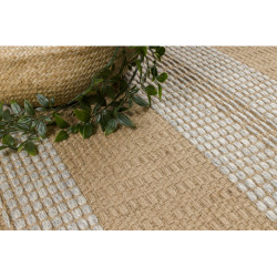 Dywan JUTE 3734 beż / szary pasy - jutowy, płaskotkany, frędzle 200x290cm