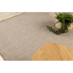 Dywan JUTE 3652 beż / szary jednolity - jutowy, płaskotkany, frędzle 60x100cm