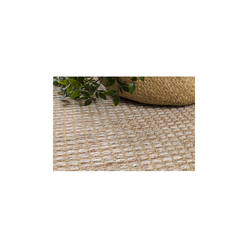 Dywan JUTE 3652 beż / szary jednolity - jutowy, płaskotkany, frędzle 60x100cm