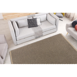 Dywan JUTE 3650 czarny / beż linie - jutowy, płaskotkany, frędzle 60x100cm