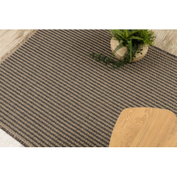 Dywan JUTE 3650 czarny / beż linie - jutowy, płaskotkany, frędzle 60x100cm