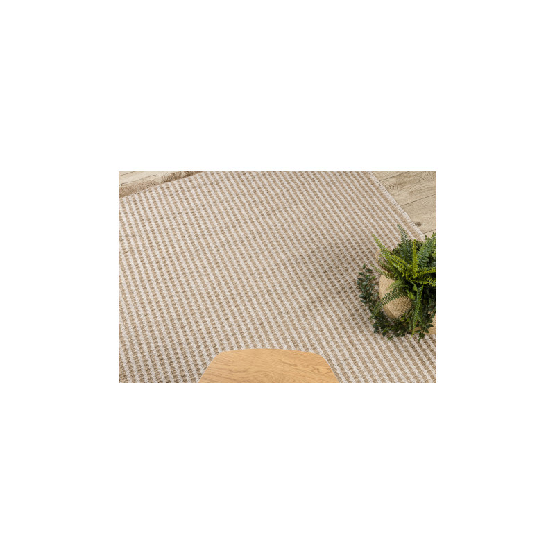 Dywan JUTE 3650 krem / beż linie - jutowy, płaskotkany, frędzle 60x100cm