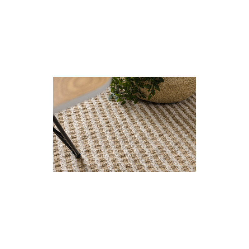 Dywan JUTE 3650 krem / beż linie - jutowy, płaskotkany, frędzle 120x170cm
