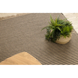 Dywan JUTE 3652 czarny / beż linie - jutowy, płaskotkany, frędzle 80x150cm