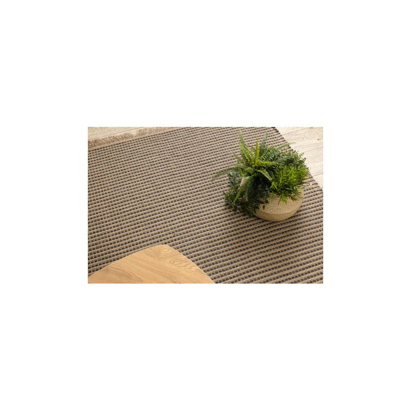 Dywan JUTE 3652 czarny / beż linie - jutowy, płaskotkany, frędzle 80x150cm