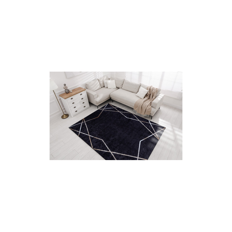 Dywan do prania MIRO 51233.811 Geometryczny antypoślizgowy - czarny 120x170cm Dywan do prania MIRO 51233.811 Geometryczny antypoślizgowy - czarny 120x170cm