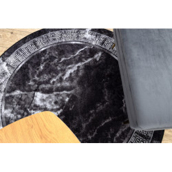 Dywan do prania MIRO 51199.807 koło Marmur, grecki antypoślizgowy - czarny / biały koło 80cm
