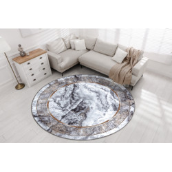 Dywan do prania MIRO 51199.805 koło Marmur, grecki antypoślizgowy - szary / złoty koło 80cm