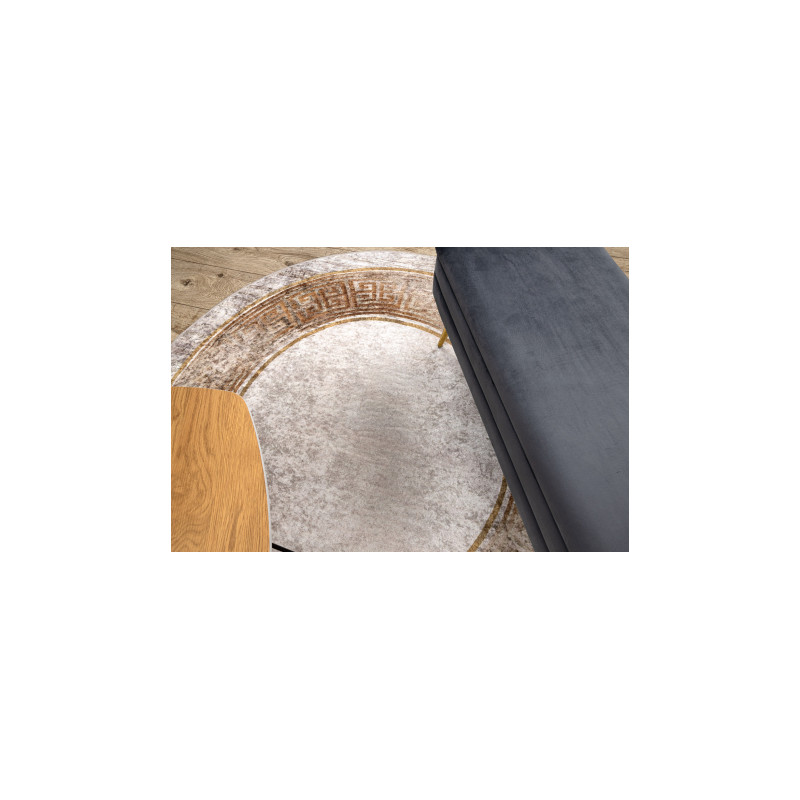 Dywan do prania MIRO 51236.807 koło Marmur, grecki antypoślizgowy - beż / złoty koło 80cm