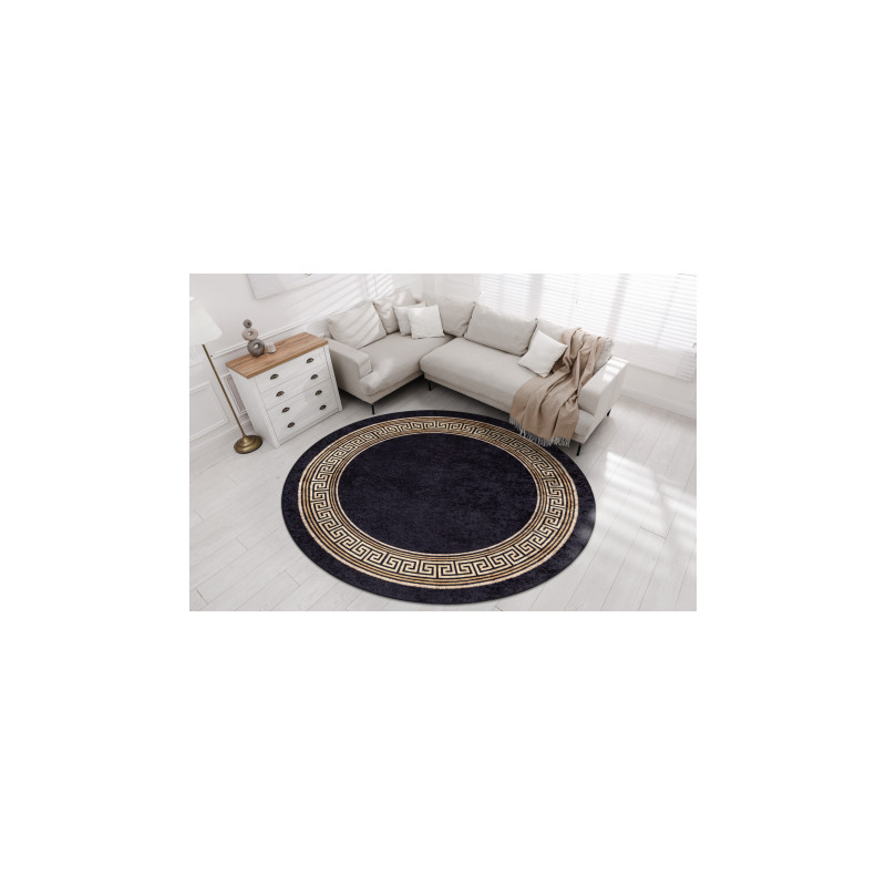 Dywan do prania MIRO 51360.802 koło Grecki antypoślizgowy - czarny / złoty koło 80cm