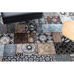Dywan do prania MIRO 51913.802 Patchwork antypoślizgowy - niebieski / brązowy 80x150cm