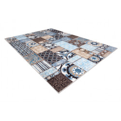Dywan do prania MIRO 51913.802 Patchwork antypoślizgowy - niebieski / brązowy 120x170cm