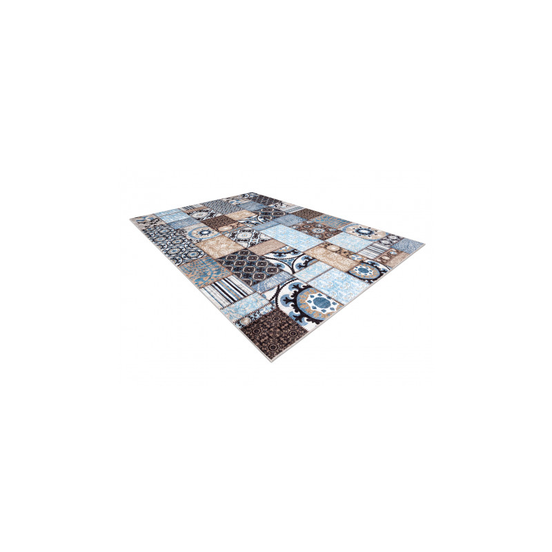 Dywan do prania MIRO 51913.802 Patchwork antypoślizgowy - niebieski / brązowy 120x170cm