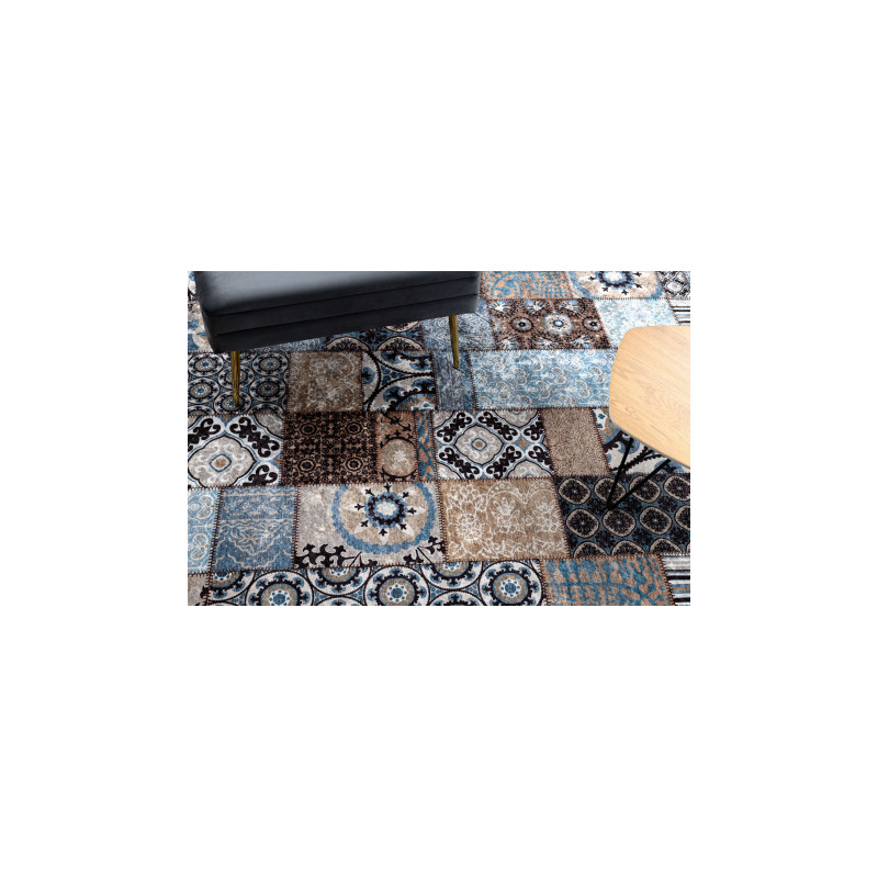 Dywan do prania MIRO 51913.802 Patchwork antypoślizgowy - niebieski / brązowy 120x170cm