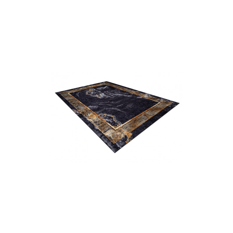 Dywan do prania MIRO 51278.813 Marmur, grecki antypoślizgowy - czarny / złoty 80x150cm