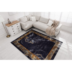 Dywan do prania MIRO 51278.813 Marmur, grecki antypoślizgowy - czarny / złoty 80x150cm