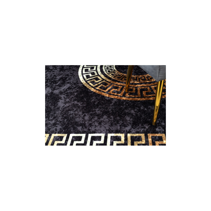 Dywan do prania MIRO 51517.805 Ramka, grecki antypoślizgowy - czarny / złoty 140x190cm