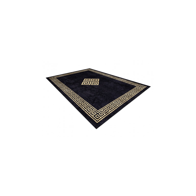 Dywan do prania MIRO 52071.803 Ramka, grecki antypoślizgowy - czarny / złoty 140x190cm Dywan do prania MIRO 52071.803 Ramka, grecki antypoślizgowy - czarny / złoty 140x190cm