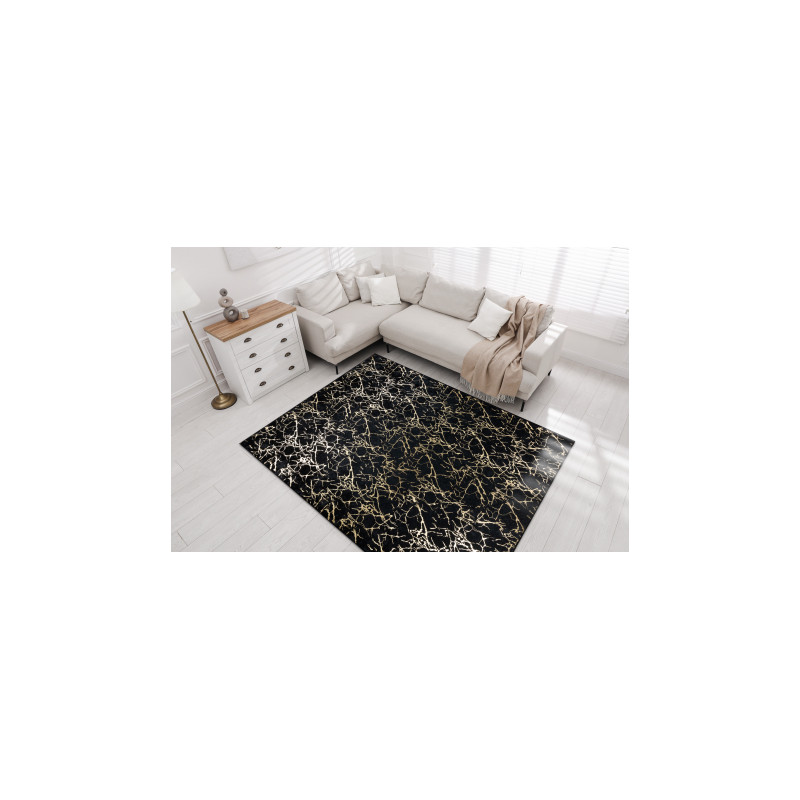 Dywan do prania MIRO 11111.2106 Marmur, glamour antypoślizgowy - czarny / złoty 160x220cm