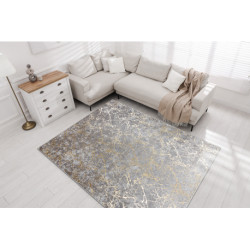 Dywan do prania MIRO 11111.2107 Marmur, glamour antypoślizgowy - jasnoszary / złoty 160x220cm
