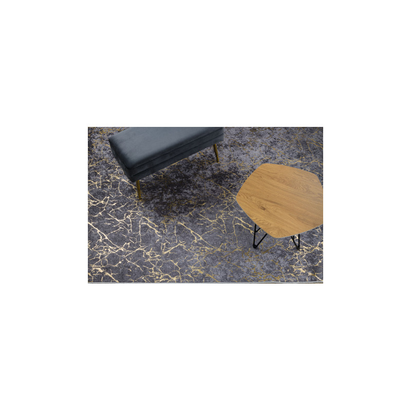 Dywan do prania MIRO 11111.2103 Marmur, glamour antypoślizgowy - ciemnoszary / złoty 160x220cm