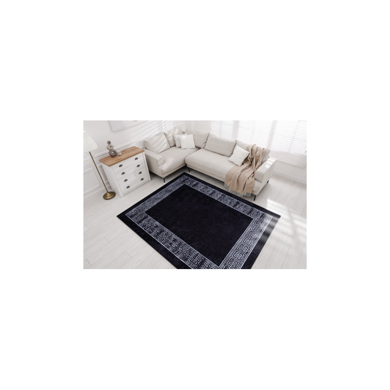 Dywan do prania MIRO 51223.807 Marmur, grecki antypoślizgowy - czarny / biały 120x170cm