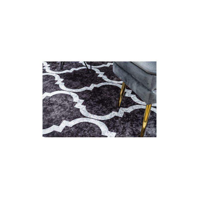 Dywan do prania MIRO 51639.806 Trellis kratka antypoślizgowy - czarny 160x220cm
