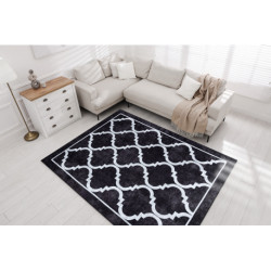 Dywan do prania MIRO 51639.806 Trellis kratka antypoślizgowy - czarny 200x290cm